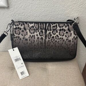 Calvin Klein Black and Gray Animal Print Crossbody Bag